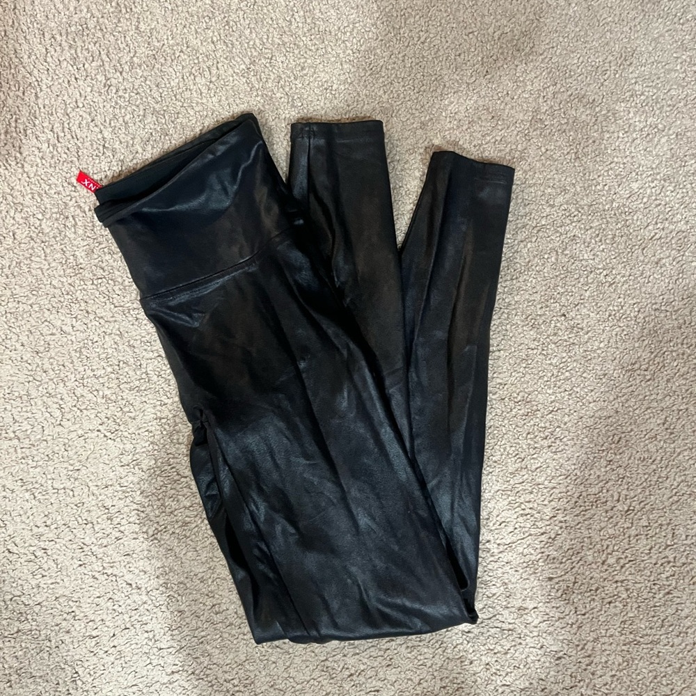SPANX Black Faux Leather-Look Leggings